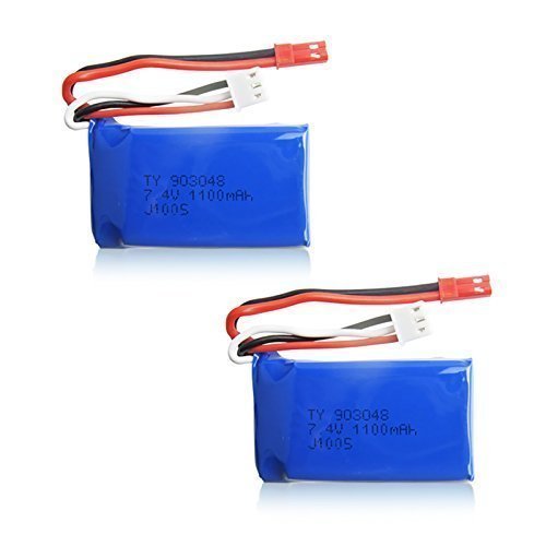 YUNIQUE GREEN-CLEAN-POWER - Wiederaufladbare Lipo-Batterien 7.4V 1100mAh 2 Stück | Kompatibel mit Wltoys A949 A959 A969 A979 V912 | Für RC Drohne und RC Auto, Blau | 56 x 28 x 24 mm - 73 Gr von YUNIQUE GREEN-CLEAN-POWER