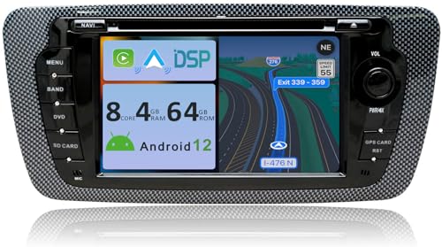 YUNTX [4GB+64GB] Android 12 Autoradio für Seat Ibiza 6J/6JN(2008-2013)-[Integriertes CarPlay/Android Auto/DSP/GPS]-7”IPS-CAM+MIC-DAB/Lenkradsteuerung/Mirror Link/Bluetooth 5.0/360 Kamera/WiFi/USB/4G von YUNTX