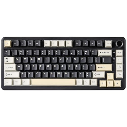 YUNZII B75 Mechanische Tastatur, 75% Hot Swappable Tastatur mit Knopf, RGB Backlit Dichtung Gaming Tastatur mit Double-Shot PBT Keycaps, Kirschprofil (Black, Milk v2 linear Switch) von YUNZII