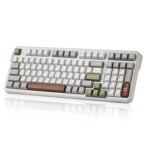 YUNZII B98 Wireless Mechanical Keyboard, Hot Swappable Custom Keyboard with Numpad, Pre-lubed Linear Switches, Gasket Mounted RGB Backlit Gaming Keyboard (beige, Cocoa Cream v2 linear Switch) von YUNZII