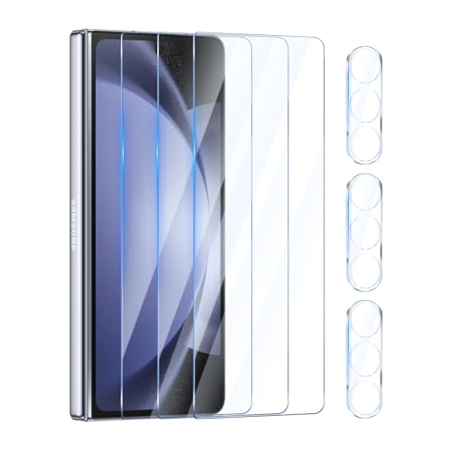 YUXINDZ 3 Stück Schutzfolie für Samsung Galaxy Z Fold 5 7,6 Zoll mit 3 Stück Kameraschutz, Displayschutz Kamera Schutz Folie 9H Härte Anti-Kratzer, Bläschenfrei, HD Klar von YUXINDZ