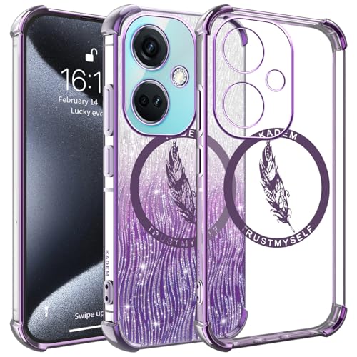 YUXING Handyhülle für OnePlus Nord CE 3 5G Hülle Glitzer Bling Mädchen Schutzhülle Stoßfest Transparent Ultra Dünn Bumper Back Cover Slim Case (Purple) von YUXING