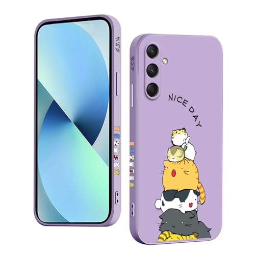 YUXING Silikon Hülle für Samsung Galaxy A16 5G / 4G, Mode Muster Niedlich Handyhülle, Stoßfest, rutschfest, Langlebige, Ultra Dünn Schutzhülle (Cat,Purple) von YUXING