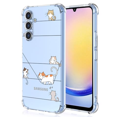 YUXING Transparente Hülle für Samsung Galaxy A25 5G - Cute Cool Muster Design Dünn Schutzhülle Weiche Clear TPU Stoßfester Bumper HandyHülle (Kitten) von YUXING