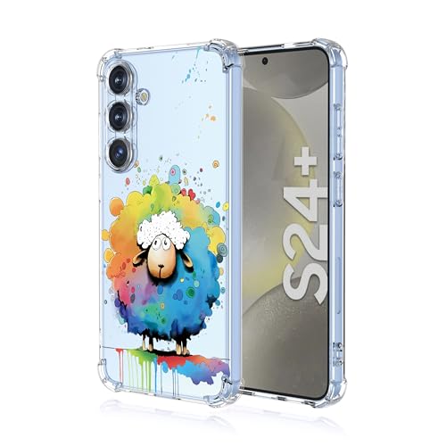 YUXING Transparente Hülle für Samsung Galaxy S24 Plus 5G (S24+ 5G) - Cute Cool Muster Design Dünn Schutzhülle Weiche Clear TPU Stoßfester Bumper HandyHülle (Sheep) von YUXING