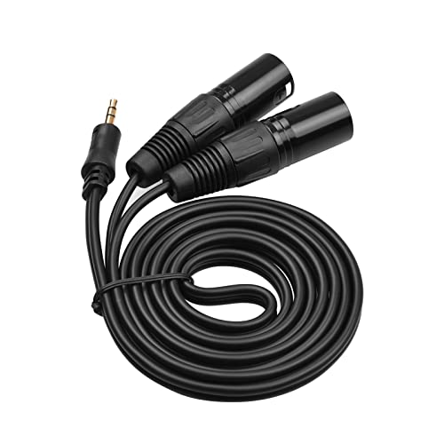 YUYTE Mikrofonkabel, 3,5mm auf Dual-XLR-Kabel, Männlich 1/8 Zoll TRS Adapter Stereo-Mikrofonkabel, 4,9 Ft für Pro-Audiogeräte, Mixer, Lautsprecher, Equilizer (Männlich) von YUYTE