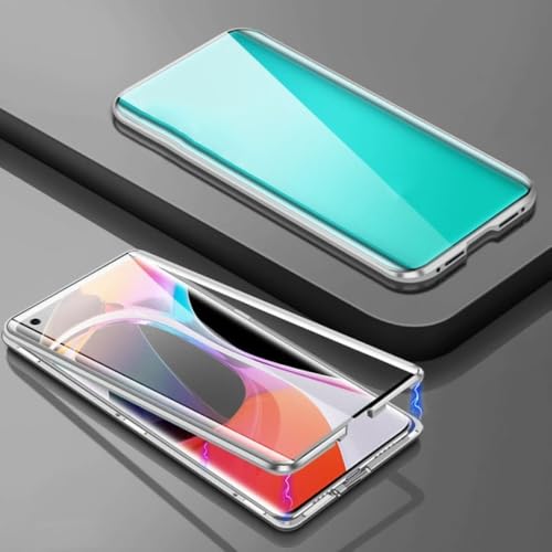 YVWUNH 360 ° Vollschutz Metallmagnet-Telefonhülle für Samsung S24 Ultra Plus S23FE A55 A35 A15 Doppelseitige Glasstoßstangenabdeckung, Silber, für Galaxy S24 Ultra von YVWUNH