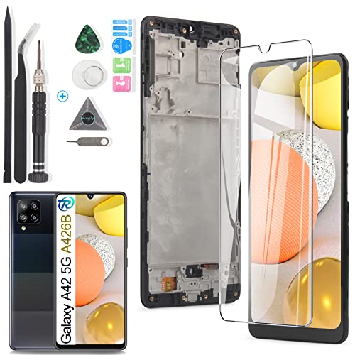 YWLRONG Display für Samsung Galaxy A42 5G A426 SM-A426B SM-A426B/DS Bildschirm Ersatz LCD-Touchscreen interner Digitizer für Ersatz Montage mit Kit (schwarz mit Rahmen) von YWLRONG