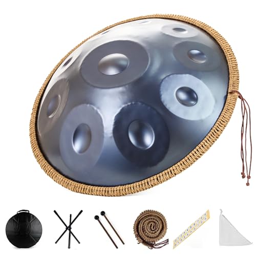 22-Zoll-Handpan-Drum-Sets Für Erwachsene D-Moll 10-Noten-Handtrommel Aus Stahl Harmonisches Schlaginstrument Für Klangheilung, Persönliche Meditation, Yoga(Blue) von YXVSZB