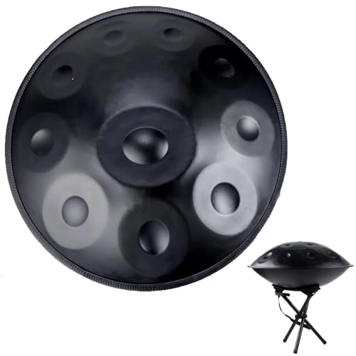 22 Zoll Stahlhandtrommel 9/10/12 Töne D-Moll 432 Hz/440 Hz Handpan-Trommel Instrument Für Erwachsene(Black,10-Note (432Hz)) von YXVSZB