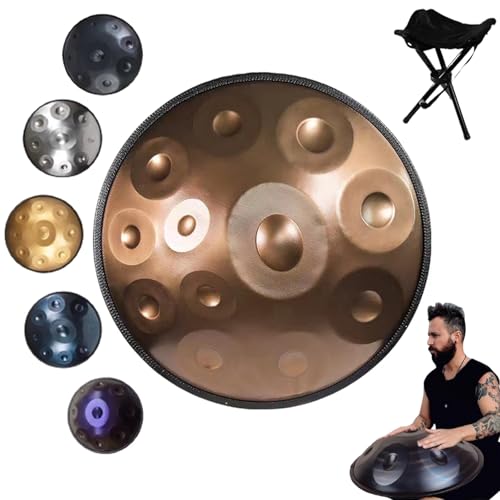 9/10/12 Noten Handpan-Trommel, 22-Zoll Handtrommel, Zungentrommel in D Kurd(Gold,12 Notes (440Hz)) von YXVSZB