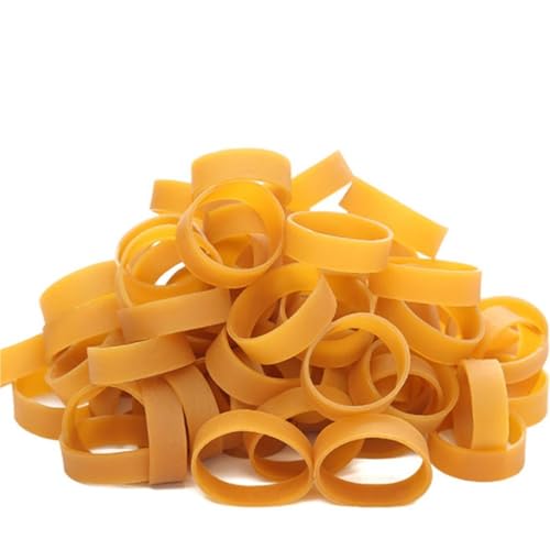 50 gelbe Gummibänder, hochelastisches Rindsleder, industrielles Gummiband, stabile Gummibänder für Schule, Zuhause und Büro (43 x 3 mm) von YXYFA