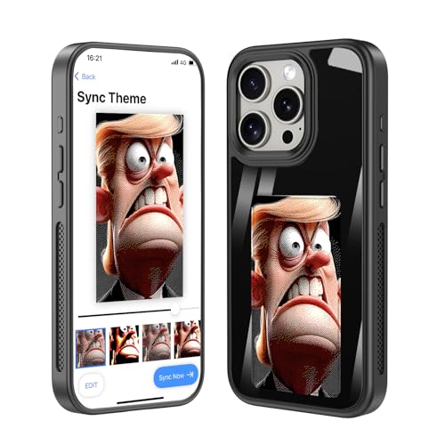 YYAP0NY Smart-Tintenbildschirm-Handyhülle, DIY-Display-Bild, Gitterrand, atmungsaktiv, für iPhone 15 Pro Max, Anti-Drop-TPU-Gummi, DIY-Handyhülle, NFC-Tinte, Handyhülle mit Bild, Schwarz (für von YYAP0NY