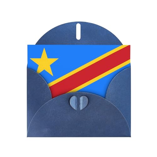 Blue YYHHAOFA Grußkarte mit Flagge des Kongo, hochwertiges Perlglanz-Papier mit doppelseitigem Perleffekt und funkelndem Design von YYHHAOFA