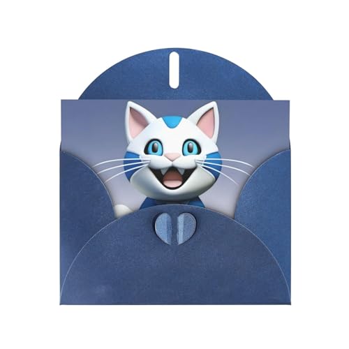 Blue YYHHAOFA Grußkarte mit Tier-Katzen-Maskottchen-Druck, hochwertiges Perlglanz-Papier mit doppelseitigem Perlen-Effekt und funkelndem Design von YYHHAOFA