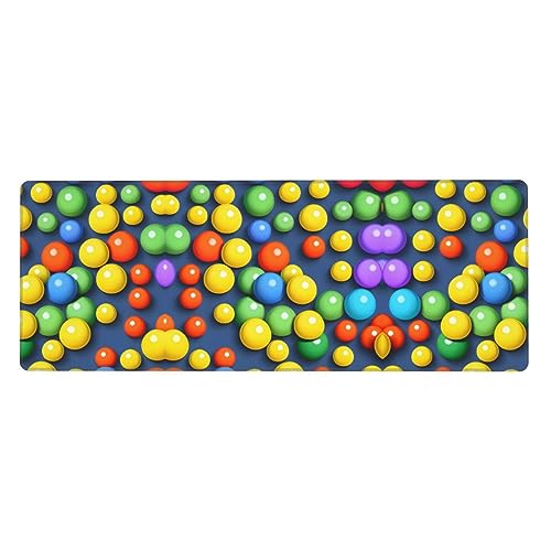 Übergroßes Gummi-Mauspad, übergroßes Gummi-Mauspad, 80 x 30 cm, geeignet für Büro, Gaming und Studium, bunte Bälle von YYHHAOFA