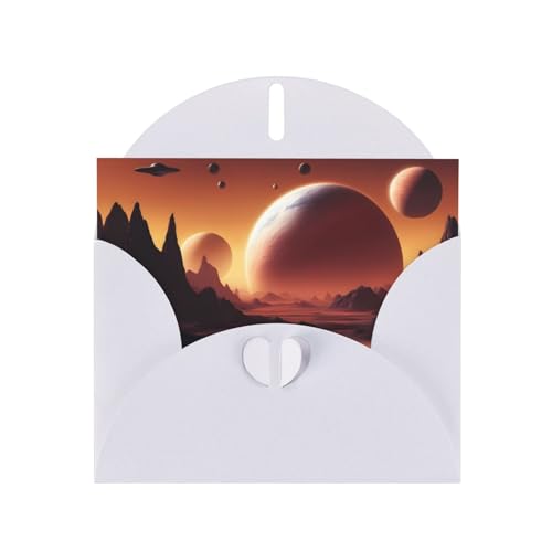 White YYHHAOFA Alien Planet Prints Grußkarte – hochwertiges Perlglanz-Papier mit doppelseitigem Perlen-Effekt und funkelndem Design von YYHHAOFA