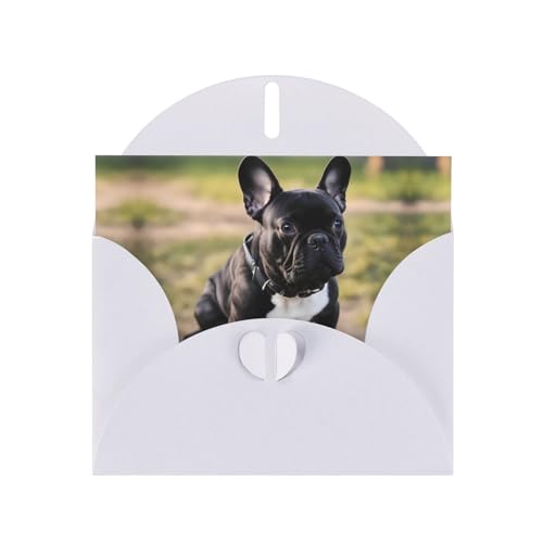 White YYHHAOFA Grußkarte mit französischer Bulldogge, hochwertiges Perlglanz-Papier mit doppelseitigem Perlmutt-Effekt und funkelndem Design von YYHHAOFA