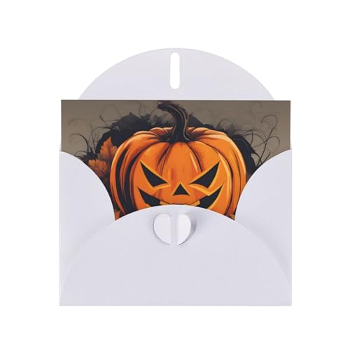 White YYHHAOFA Kürbis-Grußkarte mit Halloween-Drucken, hochwertiges Perlglanz-Papier mit doppelseitigem Perlen-Effekt und funkelndem Design von YYHHAOFA