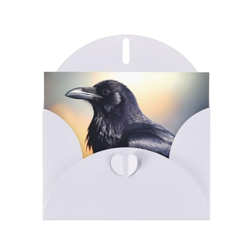 White YYHHAOFA Ravens Prints Grußkarte – hochwertiges Perlglanz-Papier mit doppelseitigem Perlen-Effekt und funkelndem Design von YYHHAOFA