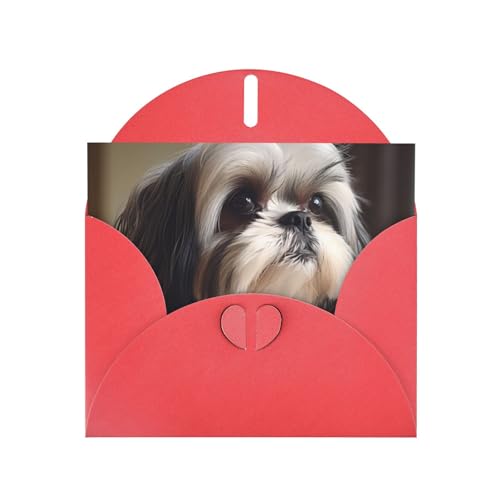 Red YYHWHJDE Shih Tzu Hund Bild Grußkarte 15,2 x 10,2 cm mit doppelseitigem Perleffekt und umweltfreundlicher Tinte von YYHWHJDE