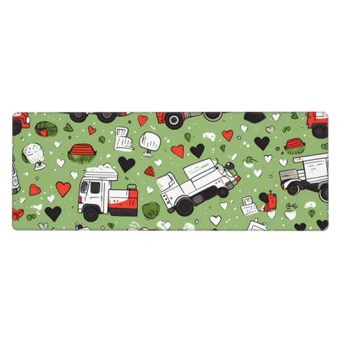 YYHWHJDE Großes Gaming-Mauspad, übergroß, Gummi, 80 x 30 cm, geeignet für Desktop, Laptop, PC, I love Müllwagen, bedruckt von YYHWHJDE