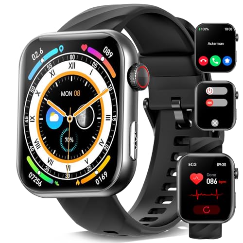 𝐄𝐂𝐆 Smartwatch mit 𝐛𝐥𝐮𝐭𝐳𝐮𝐜𝐤𝐞𝐫/SOS-Anruffunktion/Telefonfunktion,1,96"Smartwatch Damen Herren mit Herzfrequenz/Schlaf/𝐛𝐥𝐮𝐭𝐳𝐮𝐜𝐤𝐞𝐫𝐦𝐞𝐬𝐬𝐮𝐧𝐠/150+Sportmodi für Android/iOS von YYKY