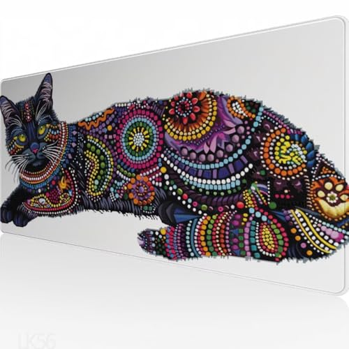 Gaming Mauspad Farbe Mausepad XXL 600x300x3mm, Katze Motiv Mauspad, wasserdicht, Anti-Rutsch, Schreibtisch Mouse Pad Verbessert Präzision und Geschwindigkeit, für Maus und Tastatur, Home Decor Y5-56 von Yagagse