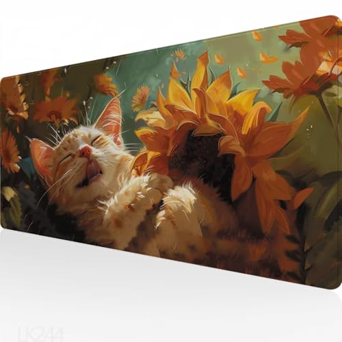 Gaming Mauspad Niedlich Mausepad XXL 700x400x3mm, Katze Motiv Mauspad, wasserdicht, Anti-Rutsch, Schreibtisch Mouse Pad Verbessert Präzision und Geschwindigkeit, für Maus und Tastatur Decor Y5-244 von Yagagse