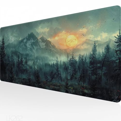 Gaming Mauspad marineblau Mausepad XXL 900x400x3mm, Landschaft Motiv Mauspad, wasserdicht, Anti-Rutsch, Schreibtisch Mouse Pad Verbessert Präzision und Geschwindigkeit, Maus und Tastatur Decor Y5-262 von Yagagse