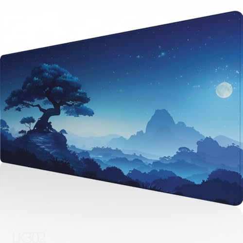 Mauspad Blau Groß Gaming Mauspad Wolke Mouspad XXL 1000x500x3mm, Design Vernähte Kanten, Wetterfest Verlängertes Mousepad, Schreibtischunterlage, rutschfeste Gummi Mouse Pad, Für Home Office Y5-303 von Yagagse