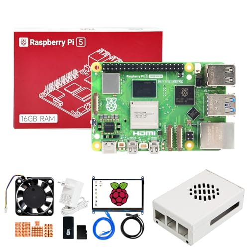 Yahboom Raspberry Pi 5 Developer Kit 16GB+IPS HD 7-inch Display,Case (with Fan)+PD Power Adapter,Heat Sink Ubuntu20.04 ROS2 for Robot AI (16GB-7 in Screen Kit) von Yahboom