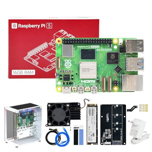 Yahboom Raspberry Pi5 Developer Kit 16GB + Mini Chassis+Pi 5 Case Active Cooling+PCIe M.2 SSD+256G SSD ROS2 System Ubuntu Suitable for AI Programming Python (16GB-Cube Pi Case Kit) von Yahboom