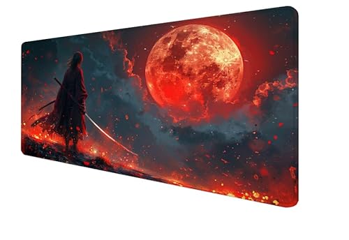 Mauspad Figur, Mond Gaming Mouse Mat, 1200x600x3mm Großes Mouse Pad Vernähte Kanten, rutschfeste Gummiunterseite, Verbessert Präzision Und Geschwindigkei, für Büro, Studium, Mädchen Geschenk yx-255 von Yanefaei