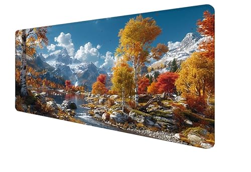 Mauspad Gelb,Landschaft Gaming Mouse Mat,1200x600x3mm Großes Mouse Pad Vernähte Kanten,rutschfeste Gummiunterseite,Verbessert Präzision Und Geschwindigkei,für Büro,Studium,Mädchen Geschenk yx-27 von Yanefaei