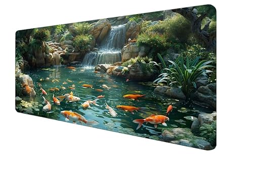 Mauspad Gelb Mouse Mat 1600x800x3mm,Fisch Gaming Mouse Pad,Tischunterlage Large Size Wasserdicht Rutschfeste Gummibasis,Verbessert Präzision Und Geschwindigkeit,für Zuhause,Büro,Mädchen Geschenk yx-18 von Yanefaei