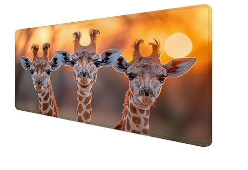 Mauspad Giraffe, Tier Gaming Mouse Mat, 1600x800x3mm Großes Mouse Pad Vernähte Kanten, rutschfeste Gummiunterseite, Verbessert Präzision Und Geschwindigkei, für Büro, Studium, Mädchen Geschenk yx-507 von Yanefaei