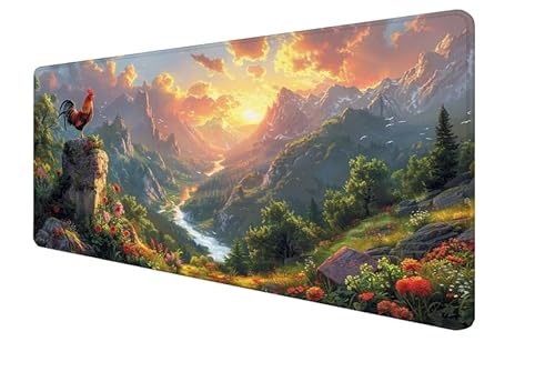 Mauspad Grill,Landschaft Gaming Mouse Mat,800x400x3mm Großes Mouse Pad Vernähte Kanten,rutschfeste Gummiunterseite,Verbessert Präzision Und Geschwindigkei,Mauspad für Büro,Mädchen Geschenk yx-223 von Yanefaei