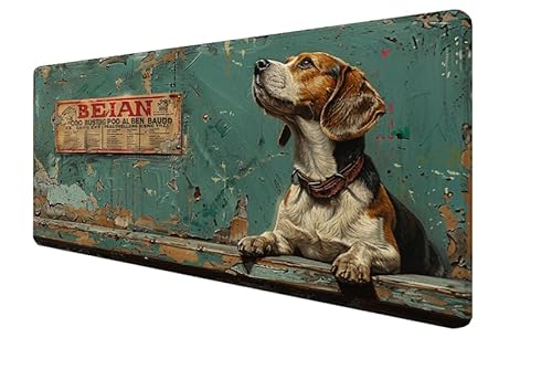 Mauspad Hund, Tier Gaming Mouse Mat, 900x400x3mm Großes Mouse Pad Vernähte Kanten, rutschfeste Gummiunterseite, Verbessert Präzision Und Geschwindigkei, für Büro, Studium, Mädchen Geschenk yx-557 von Yanefaei