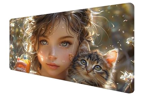 Mauspad Katze Mouse Mat 1600x800x3mm,Mädchen Gaming Mouse Pad,Tischunterlage Large Size Wasserdicht rutschfeste Gummibasis,Verbessert Präzision Und Geschwindigkeit,für Büro,Mädchen Geschenk yx-158 von Yanefaei