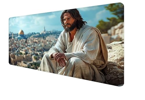 Mauspad Mann, Gott Gaming Mouse Mat, 1600x800x3mm Großes Mouse Pad Vernähte Kanten, rutschfeste Gummiunterseite, Verbessert Präzision Und Geschwindigkei, für Büro, Studium, Mädchen Geschenk yx-443 von Yanefaei