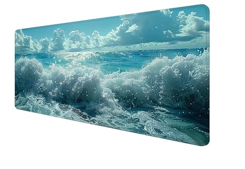 Mauspad Meer, Himmel Gaming Mouse Mat, 1600x800x3mm Großes Mouse Pad Vernähte Kanten, rutschfeste Gummiunterseite, Verbessert Präzision Und Geschwindigkei, für Büro, Studium, Mädchen Geschenk yx-67 von Yanefaei