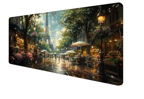 Mauspad Paris, Turm Gaming Mouse Mat, 1200x600x3mm Großes Mouse Pad Vernähte Kanten, rutschfeste Gummiunterseite, Verbessert Präzision Und Geschwindigkei, für Büro, Studium, Mädchen Geschenk yx-65 von Yanefaei