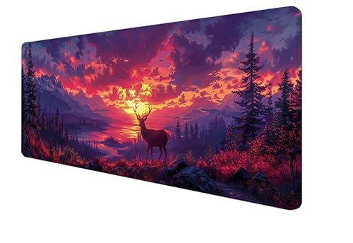 Mauspad REH, Sonnenuntergang Gaming Mouse Mat, 1200x600x3mm Großes Mouse Pad Vernähte Kanten, rutschfeste Gummiunterseite, Verbessert Präzision Und Geschwindigkei, für Büro, Mädchen Geschenk yx-325 von Yanefaei