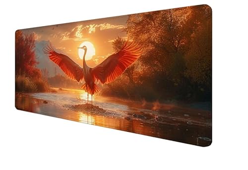 Mauspad Rot, Vogel Gaming Mouse Mat, 1200x600x3mm Großes Mouse Pad Vernähte Kanten, rutschfeste Gummiunterseite, Verbessert Präzision Und Geschwindigkei, für Büro, Studium, Mädchen Geschenk yx-39 von Yanefaei