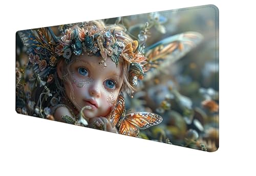 Mauspad Schmetterling, Mädchen Gaming Mouse Mat, 1600x800x3mm Großes Mouse Pad Vernähte Kanten, rutschfeste Gummiunterseite, Verbessert Präzision Und Geschwindigkei, für Büro, Mädchen Geschenk yx-11 von Yanefaei