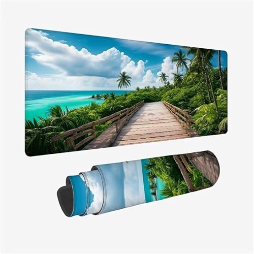 Mousepad Meer,Mousepad Gaming XXL 1200x600x3mm,Verlängertes Großes Mauspad Baum,Schreibtischauflage,Genähte Kanten Mauspad,Wasserdicht,rutschfeste Gummibasis,für Home Office,Männer Geschenke YX-636 von Yanefaei