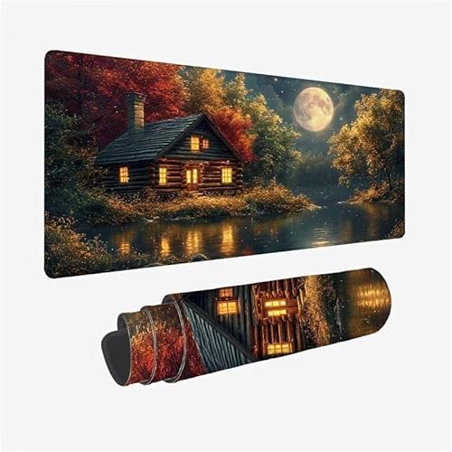 Mousepad Mond,Mousepad Gaming XXL 1200x600x3mm,Verlängertes Großes Mauspad Baum,Schreibtischauflage,Genähte Kanten Mauspad,Wasserdicht,rutschfeste Gummibasis,für Home Office,Männer Geschenke YX-688 von Yanefaei