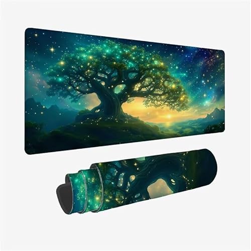 Mousepad Sternenhimmel,Mousepad Gaming XXL 1500x800x3mm,Verlängertes Großes Mauspad Baum,Schreibtischauflage,Genähte Kanten Mauspad,Wasserdicht,rutschfeste Gummibasis,für Home Office Geschenke YX-168 von Yanefaei