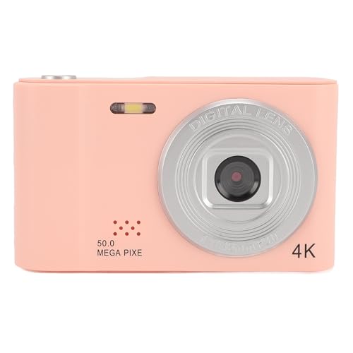 Digitalkamera, 50-MP-Kompaktkamera, Autofokus-Anti-Shake-Taschen-Reisekamera für Outdoor, Camping, Vlogging, Doppelobjektive Vorne und Hinten, HD 2,4-Zoll-TFT-Bildschirm (PINK) von Yanmis